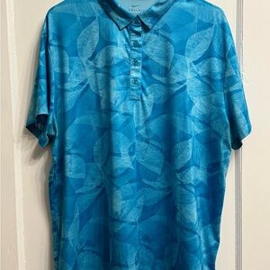Women’s Nike Blue Leaf Pattern Golf Polo